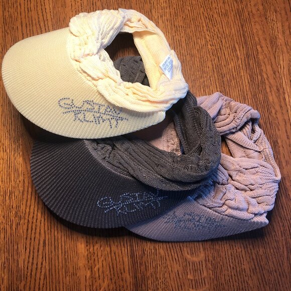 Lot of 3 Visor Hats Caps Empty-Top Hats Korean-style Gustav Klimt Rhinestone - Picture 3 of 8